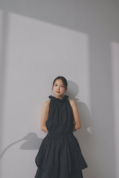 frill neck peplum one-piece