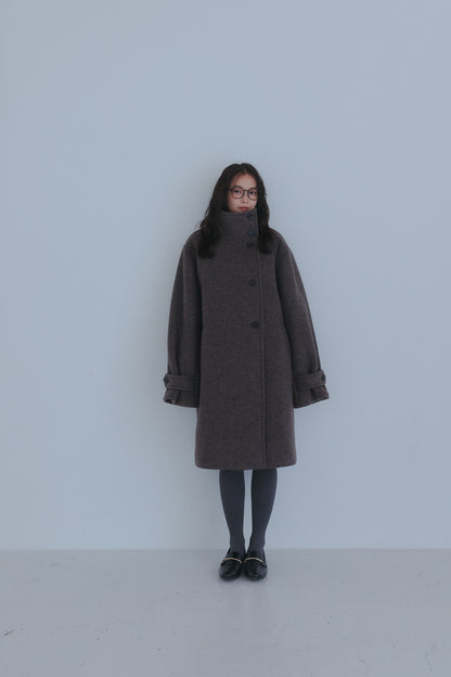 wrap collar wool coat