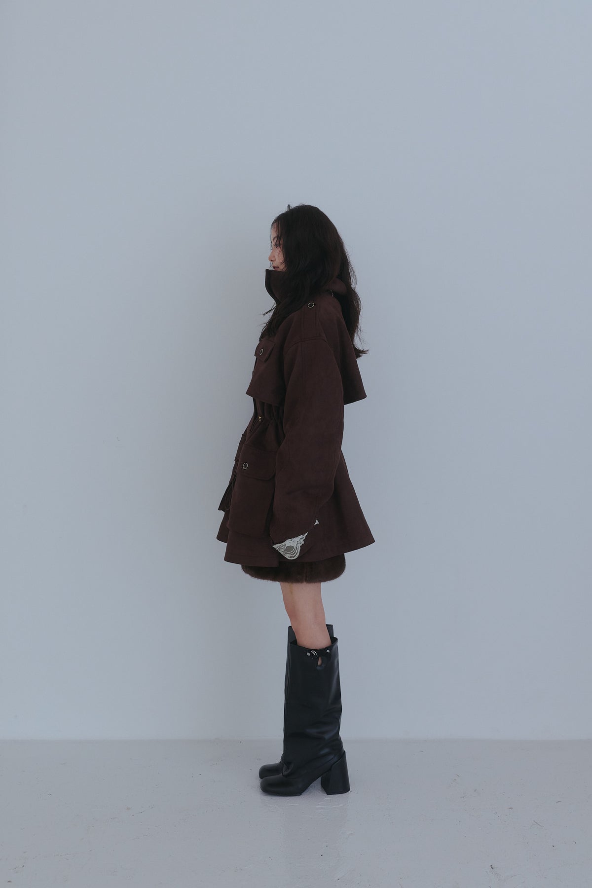 drawstring trench jacket