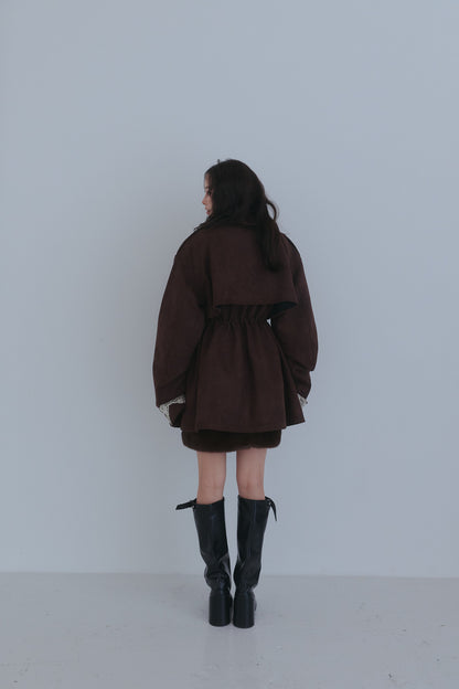 drawstring trench jacket