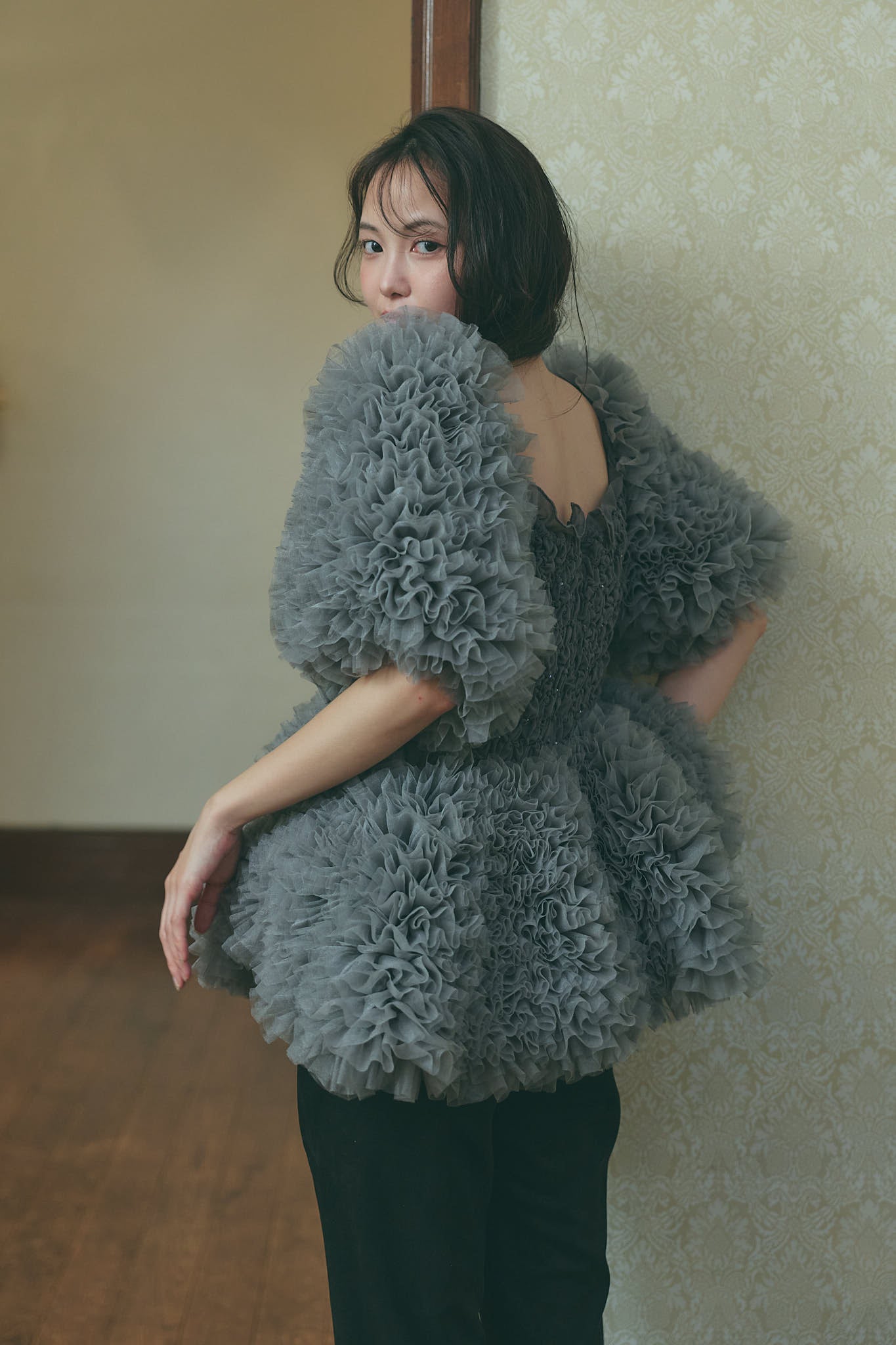 soft sparkle tulle blouse
