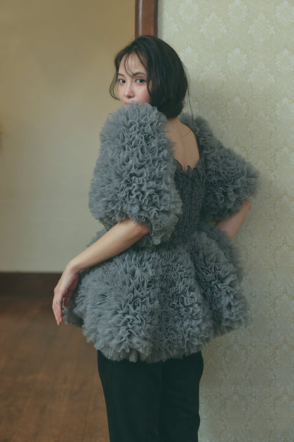 soft sparkle tulle blouse