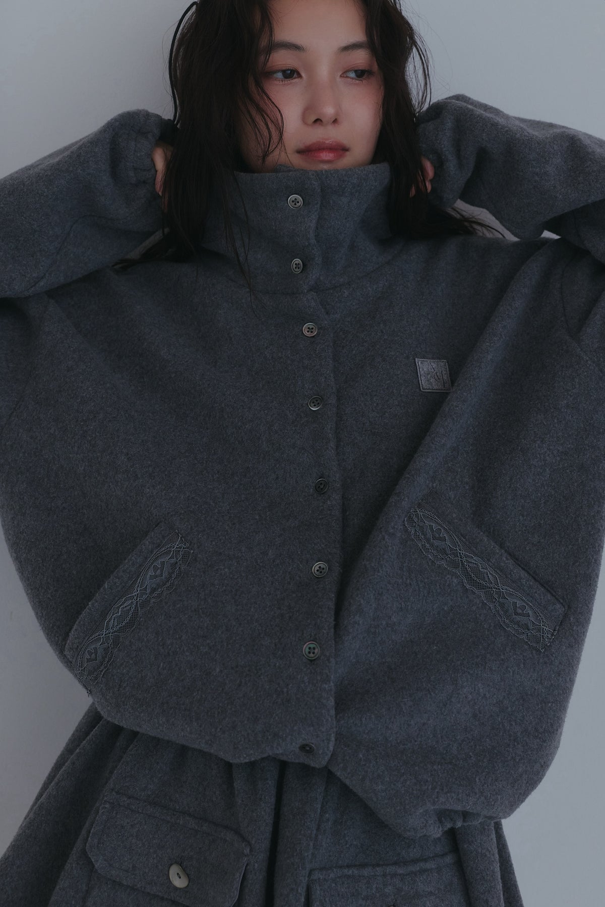 lace pocket fleece jacket