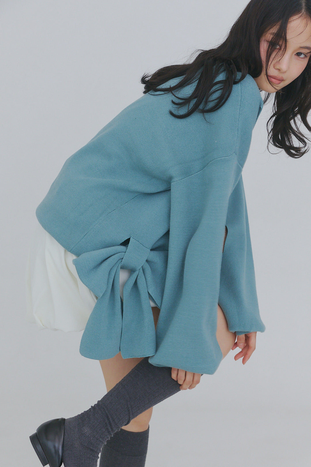 hole ribbon spring cardigan