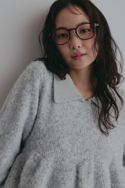 fluffy collar peplum knit
