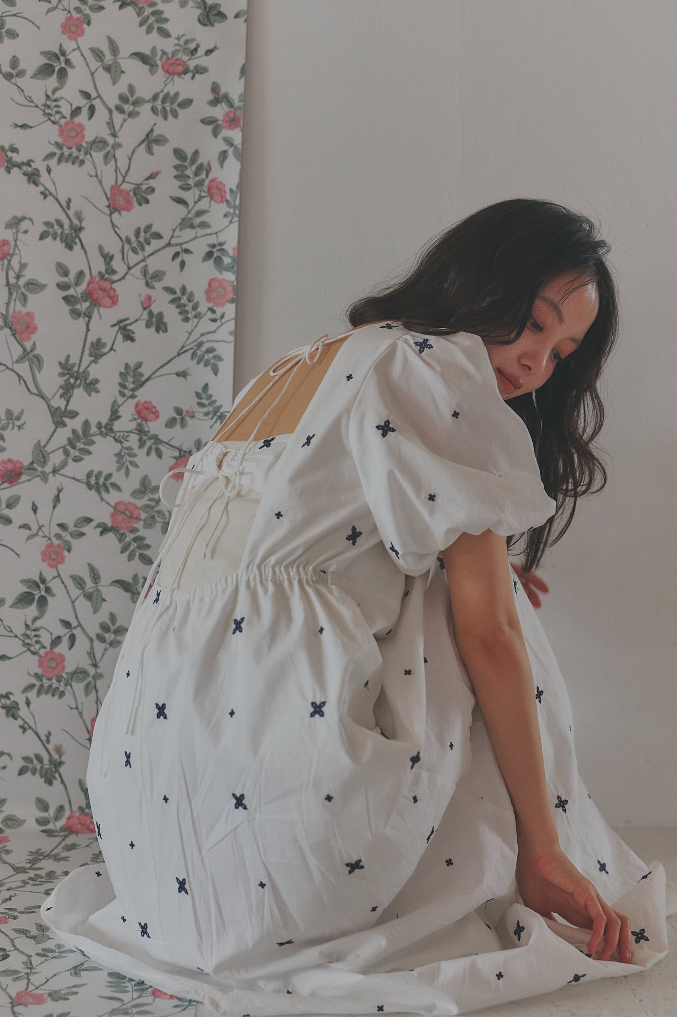 embroidery puff one-piece