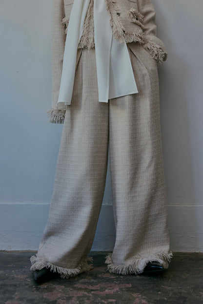 glitter tweed fringe pants