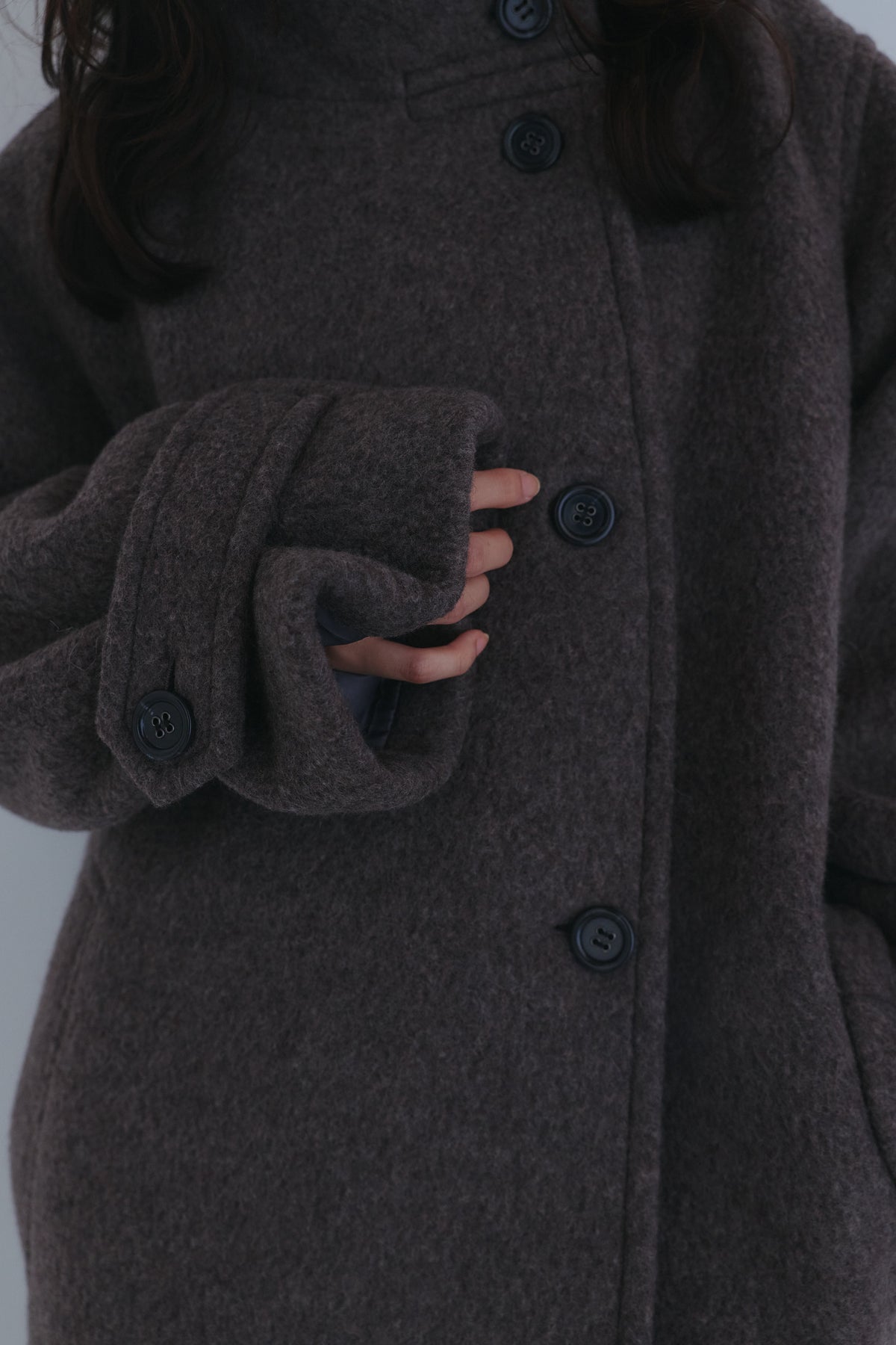 wrap collar wool coat