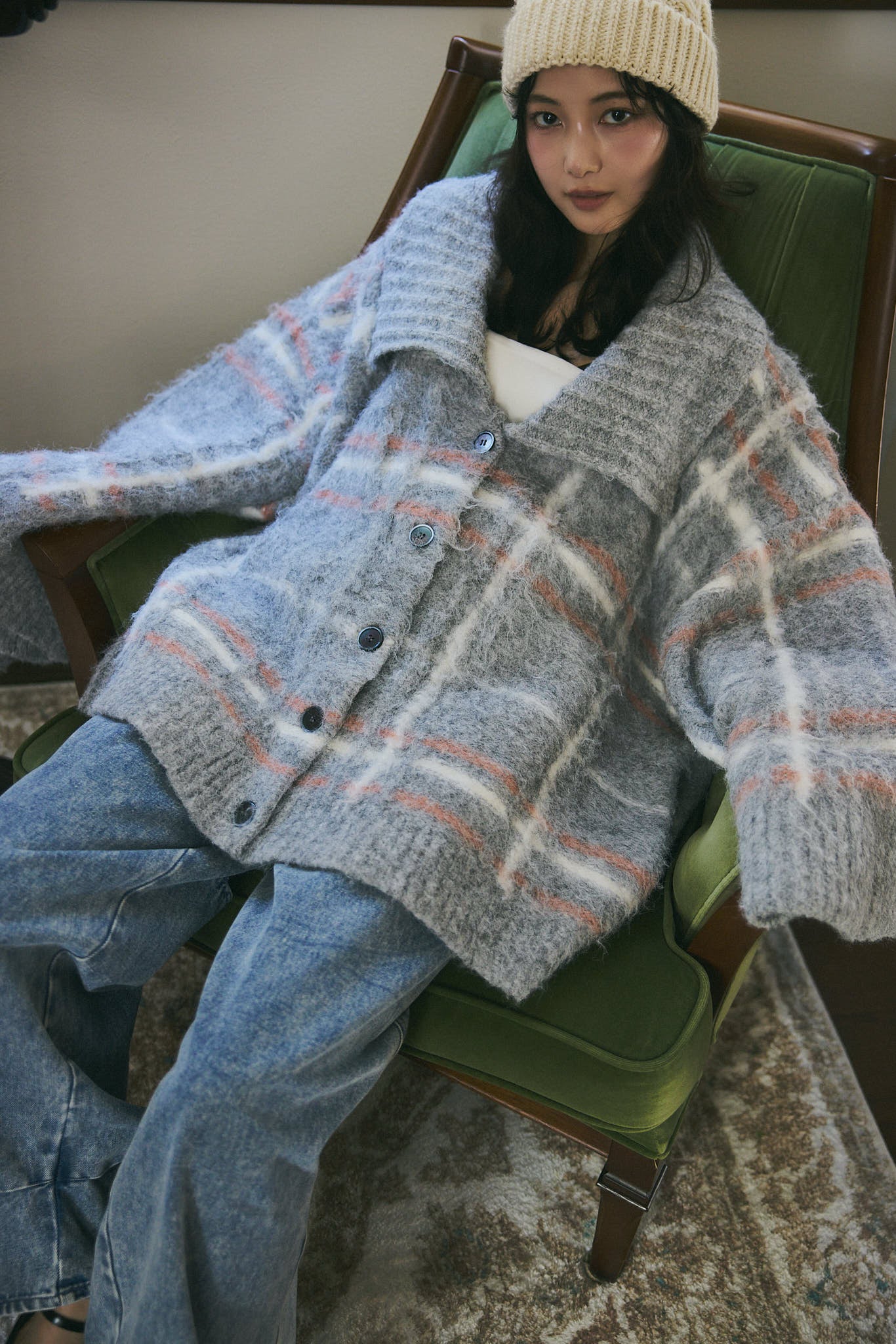 checked pattern knit – andequal