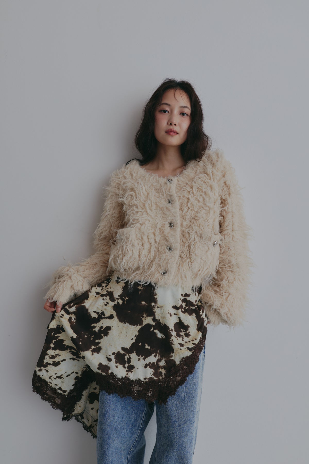 unique button short cardigan