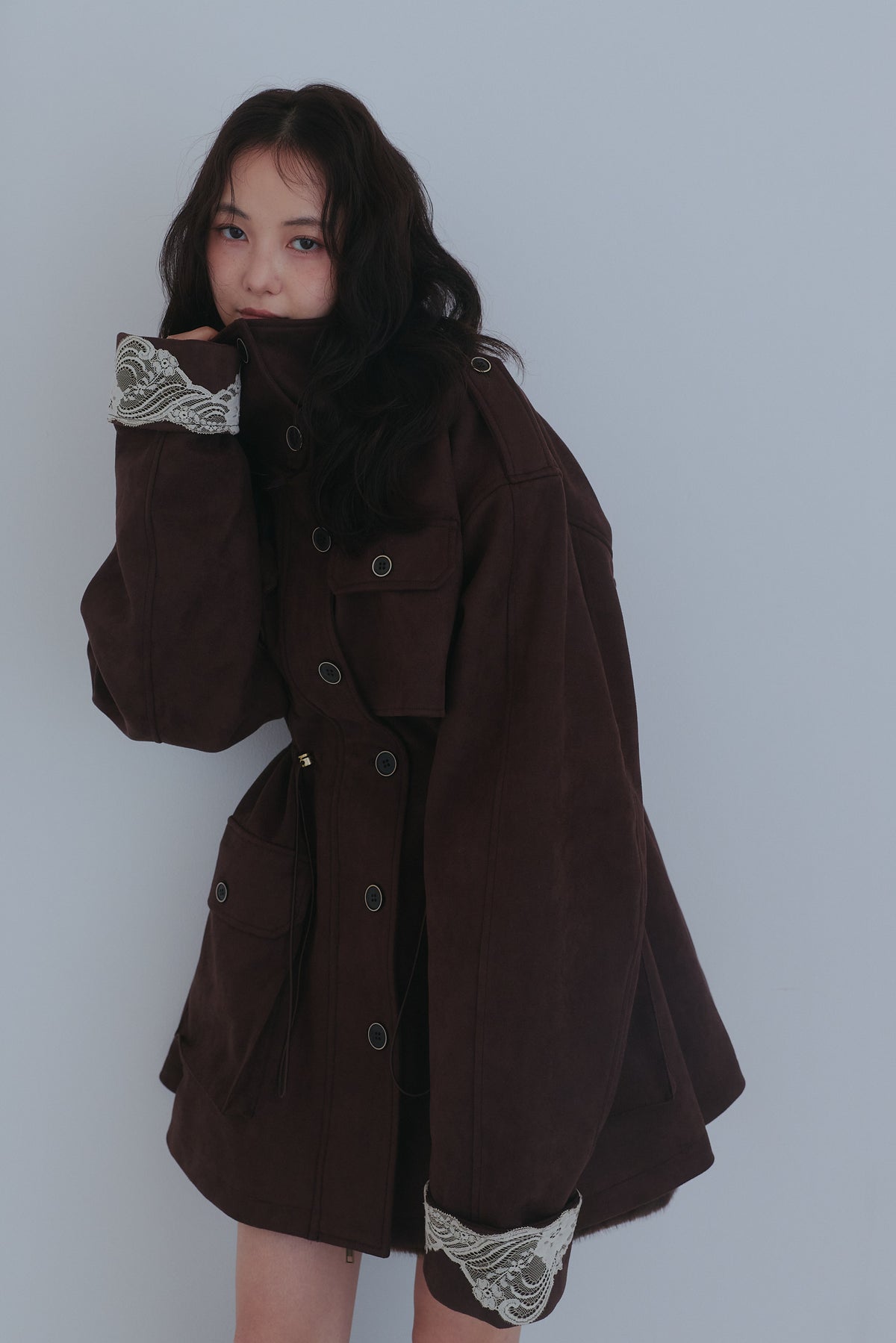 drawstring trench jacket