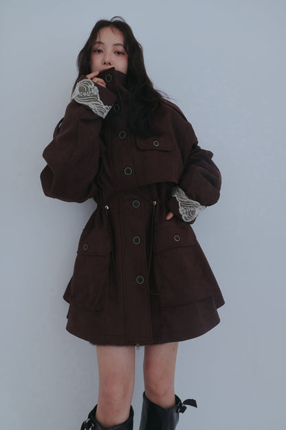 drawstring trench jacket
