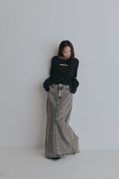 embroidered denim skirt