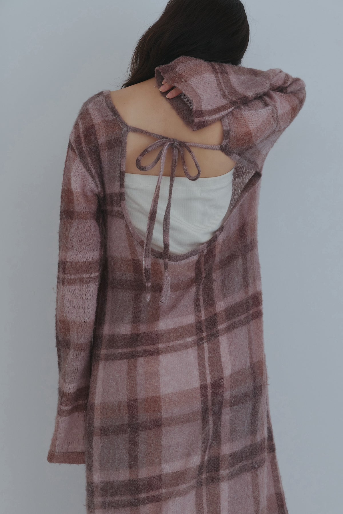 sheer checked one-piece