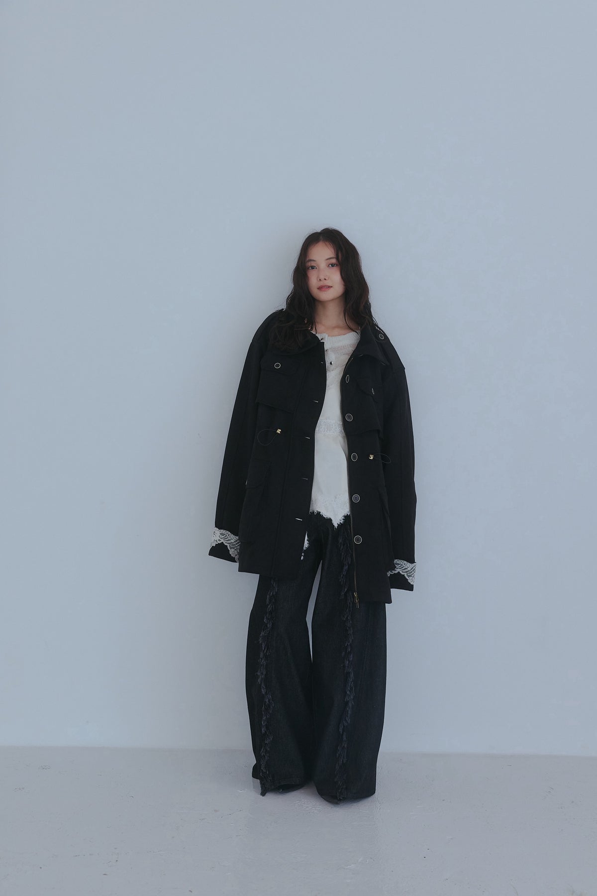 drawstring trench jacket
