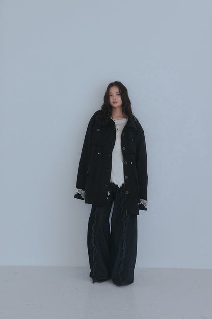 drawstring trench jacket
