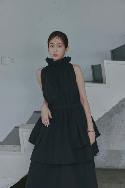 frill neck peplum one-piece