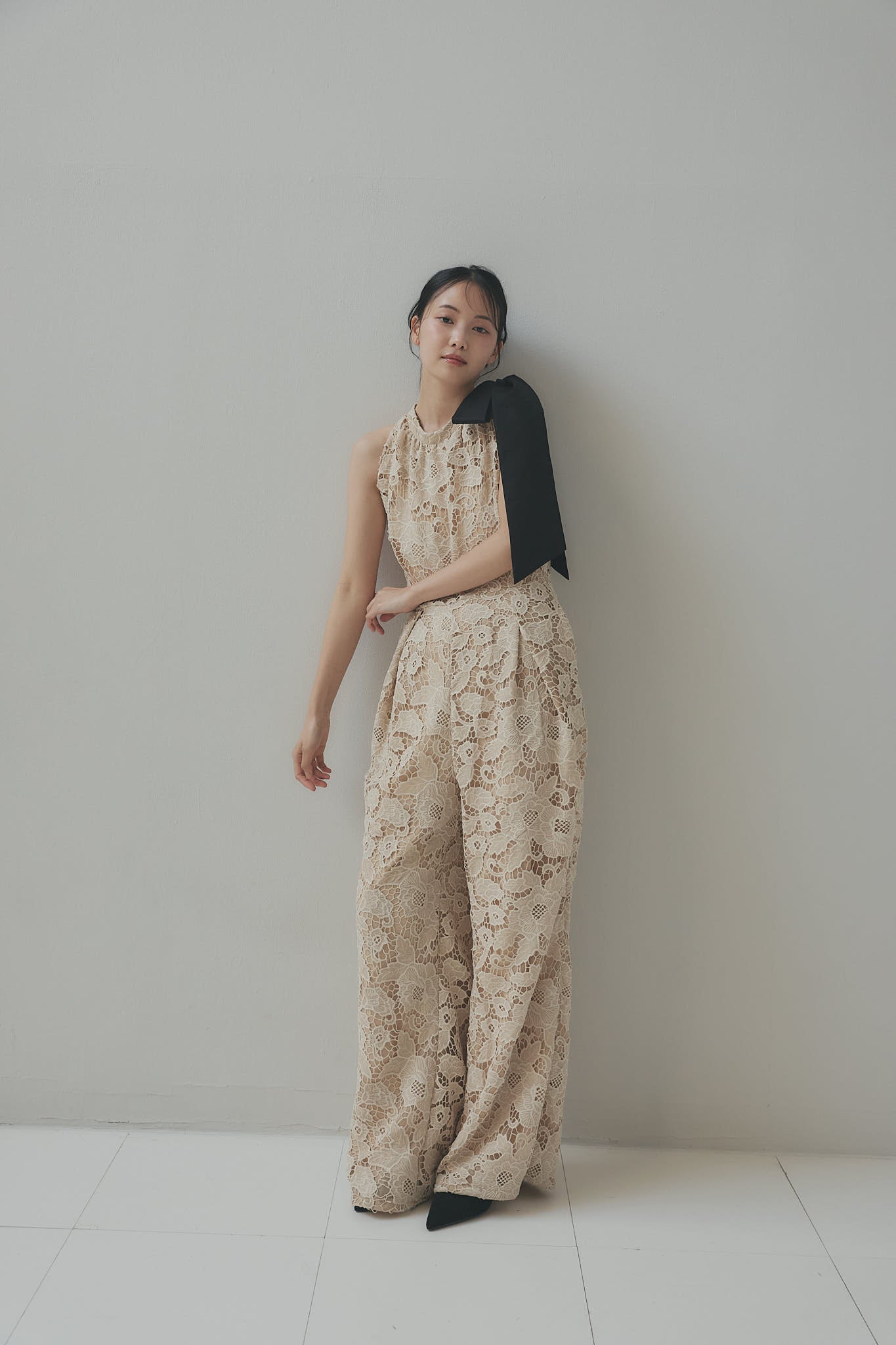 ribbon shoulder lace combinaison