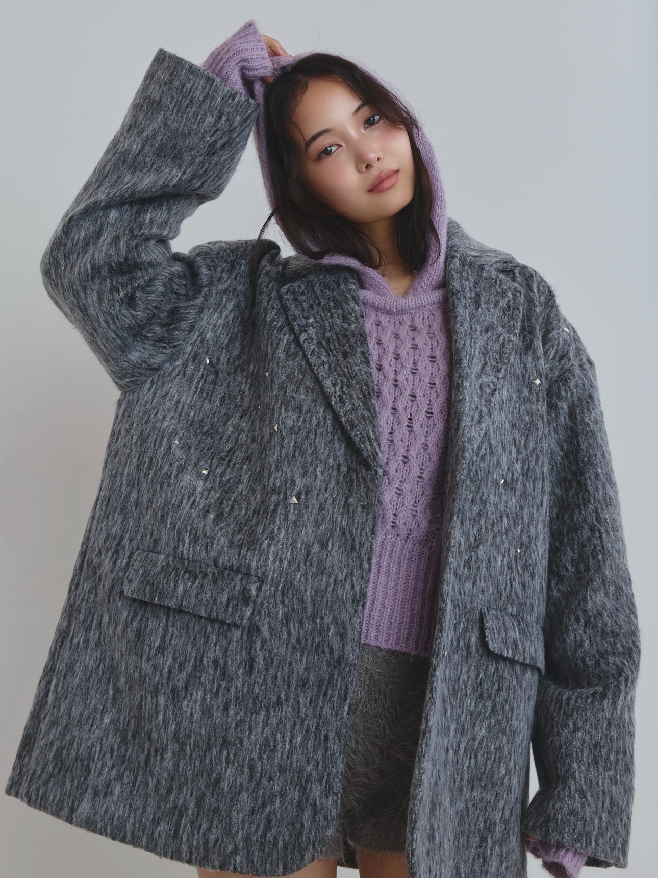 shaggy studs coat jacket – andequal