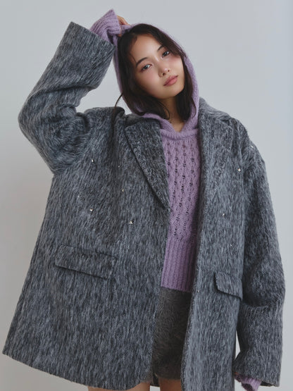 shaggy studs coat jacket