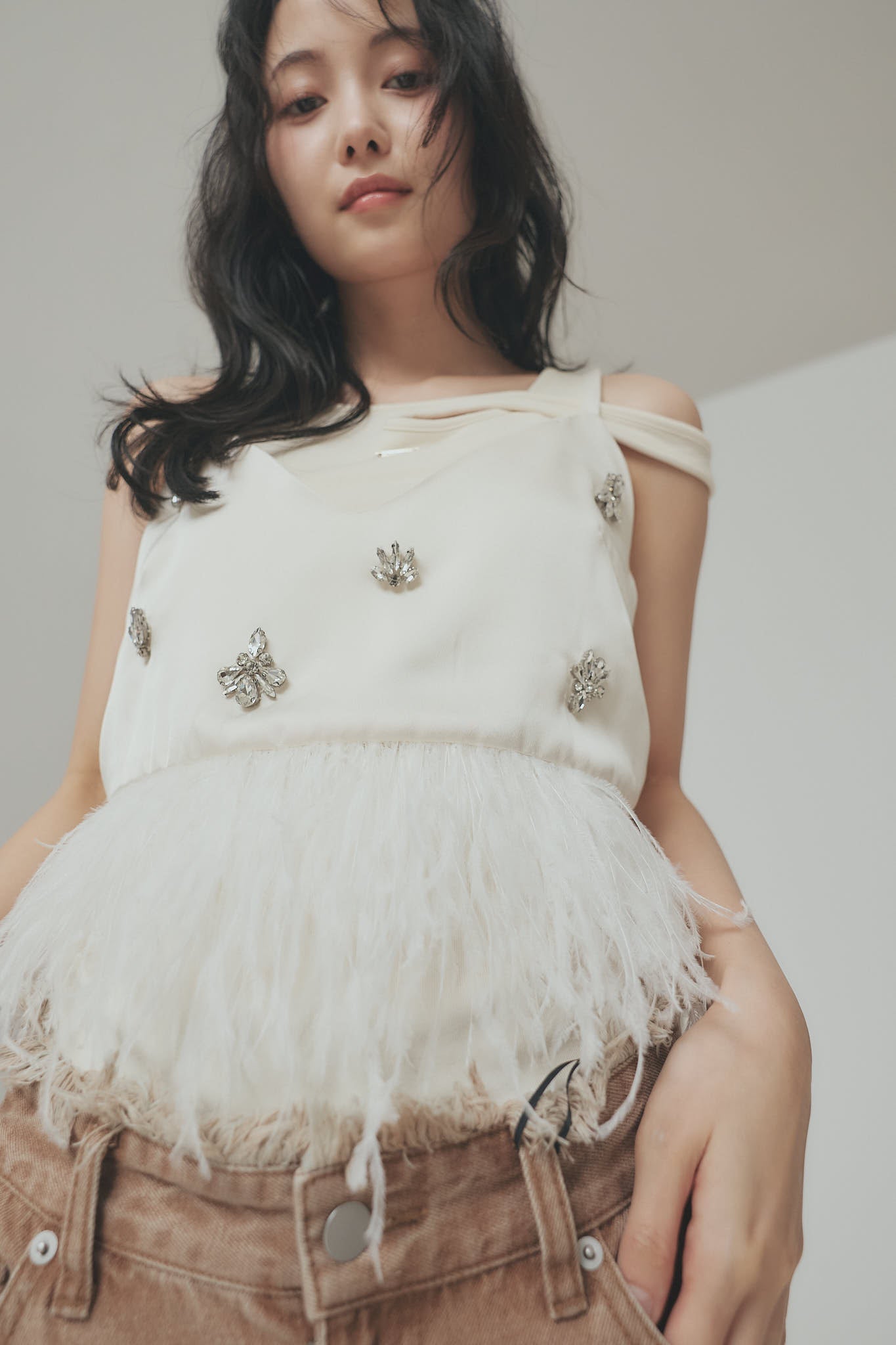 feather design bijou bustier