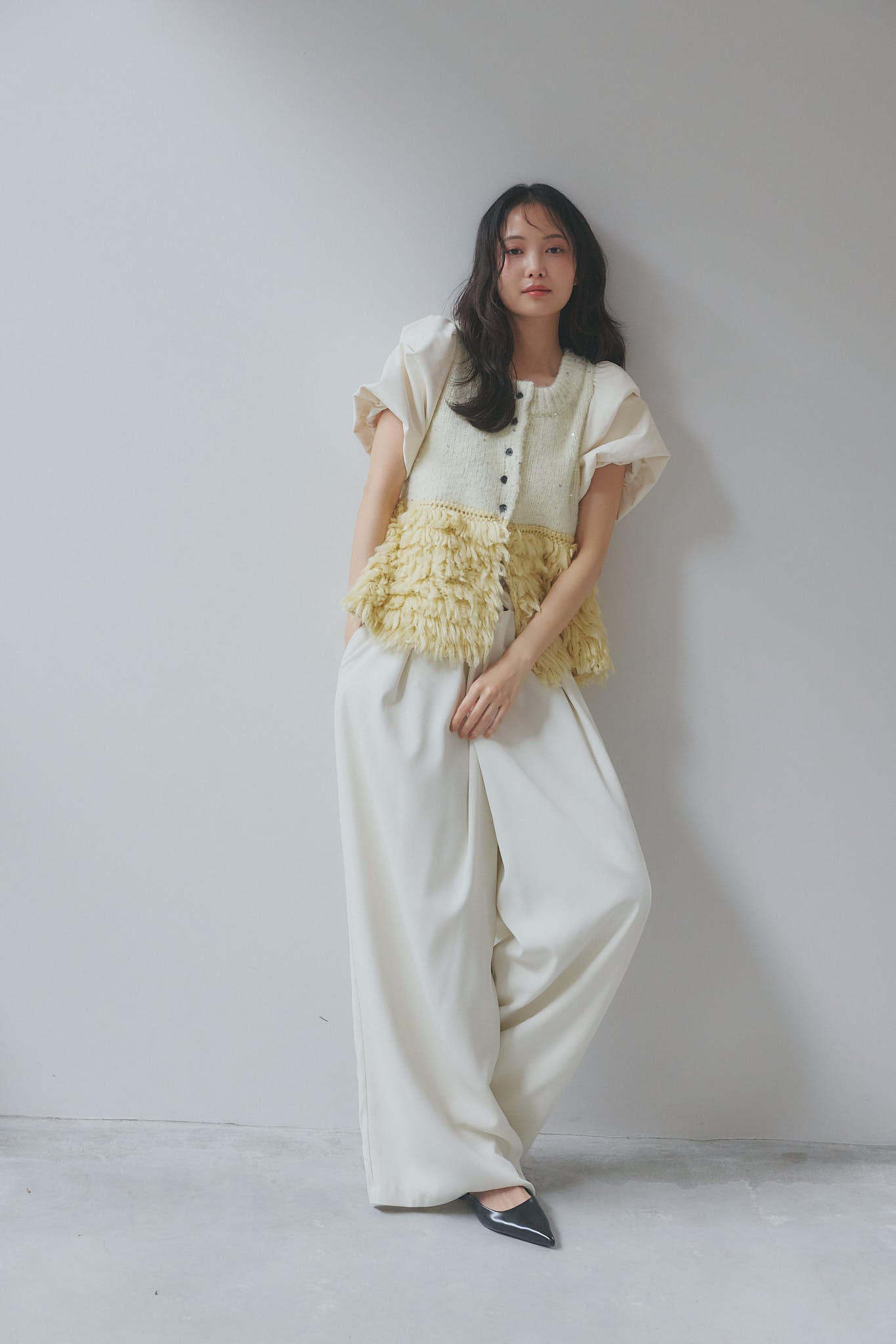 fringe design glitter summer knit