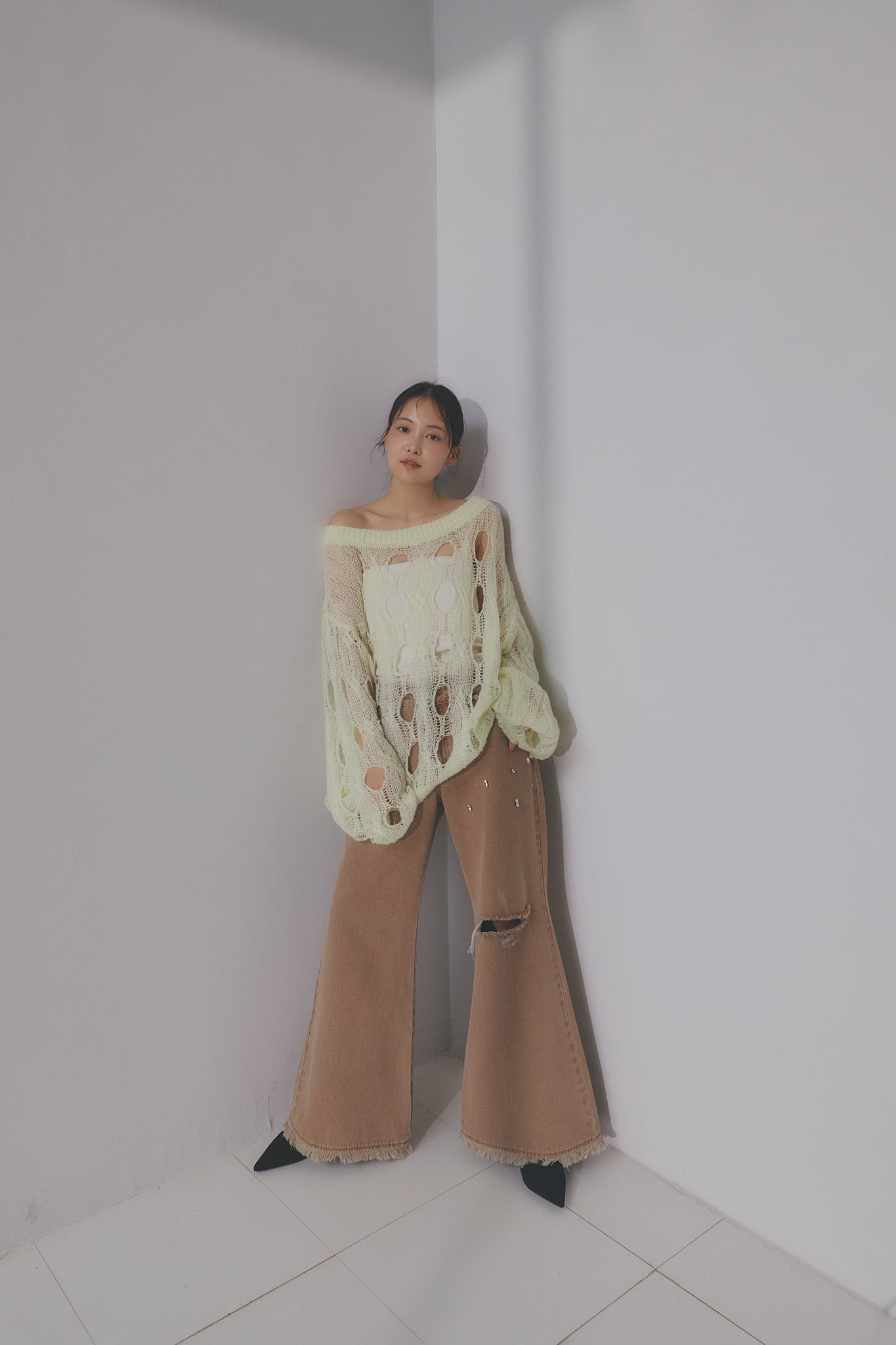 bijou fringe flare denim