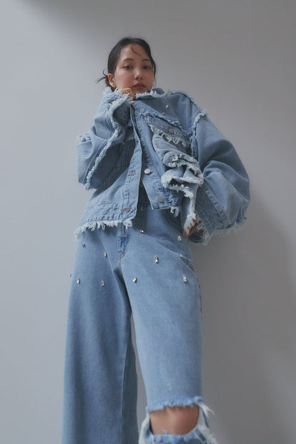 bijou fringe flare denim