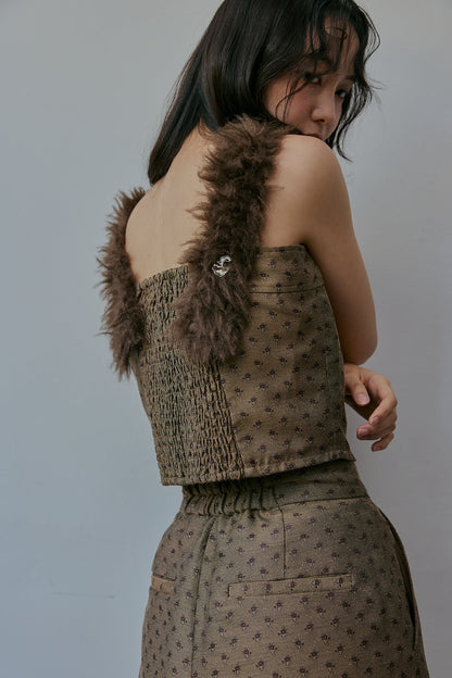 fur docking jacquard bustier