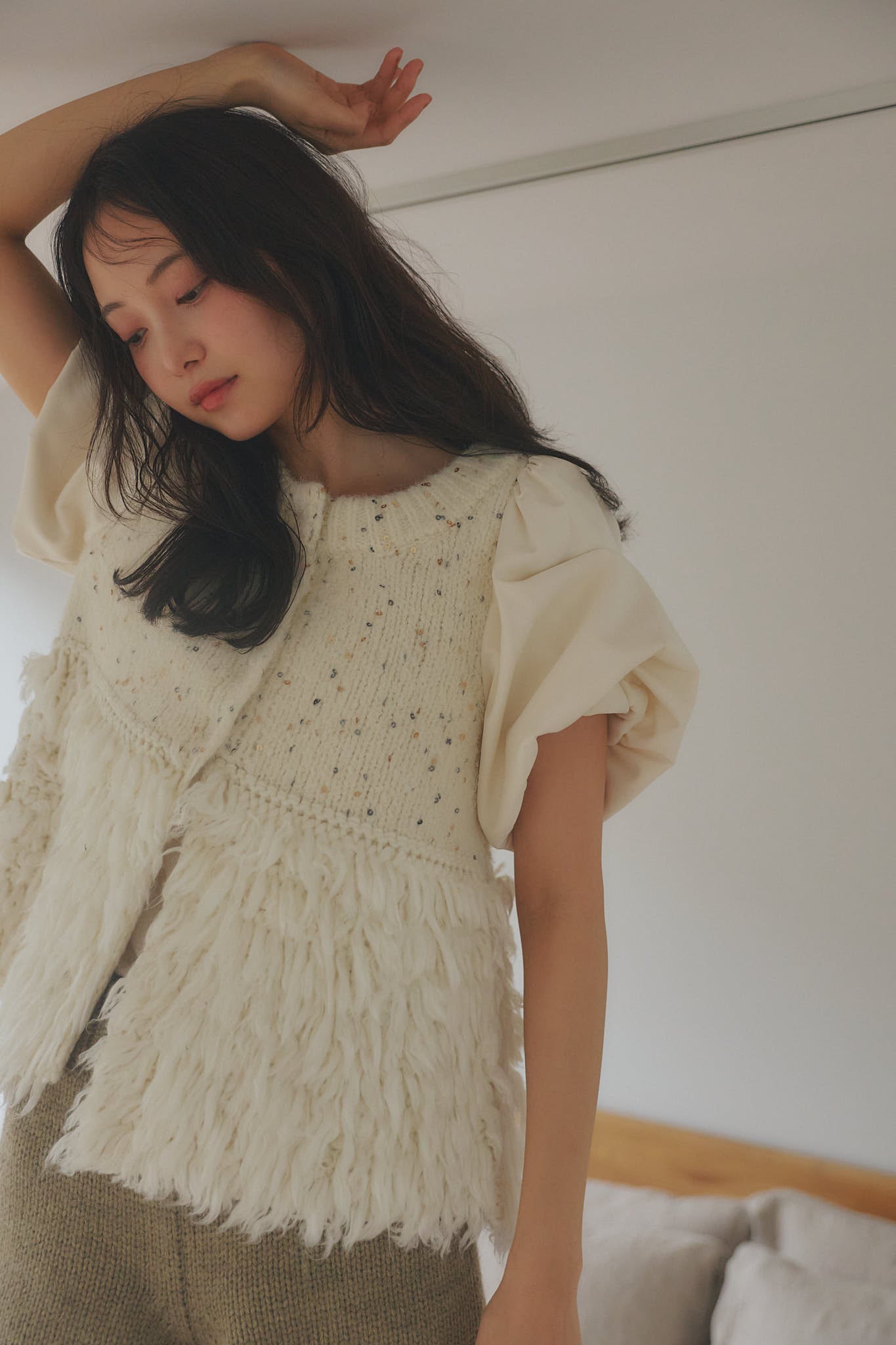 fringe design glitter summer knit