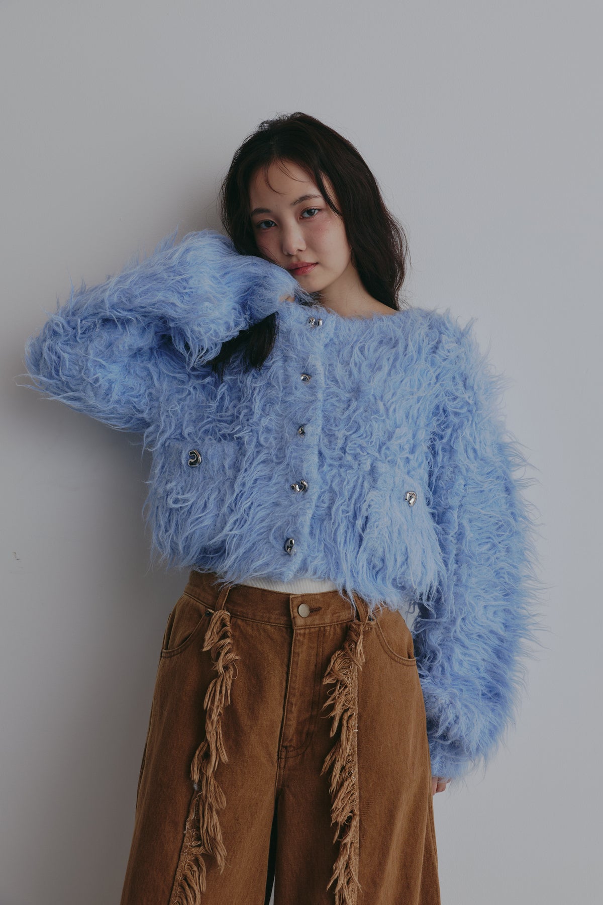 unique button short cardigan