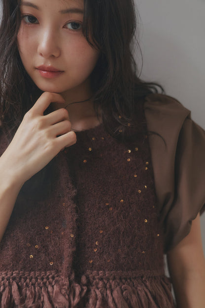 fringe design glitter summer knit