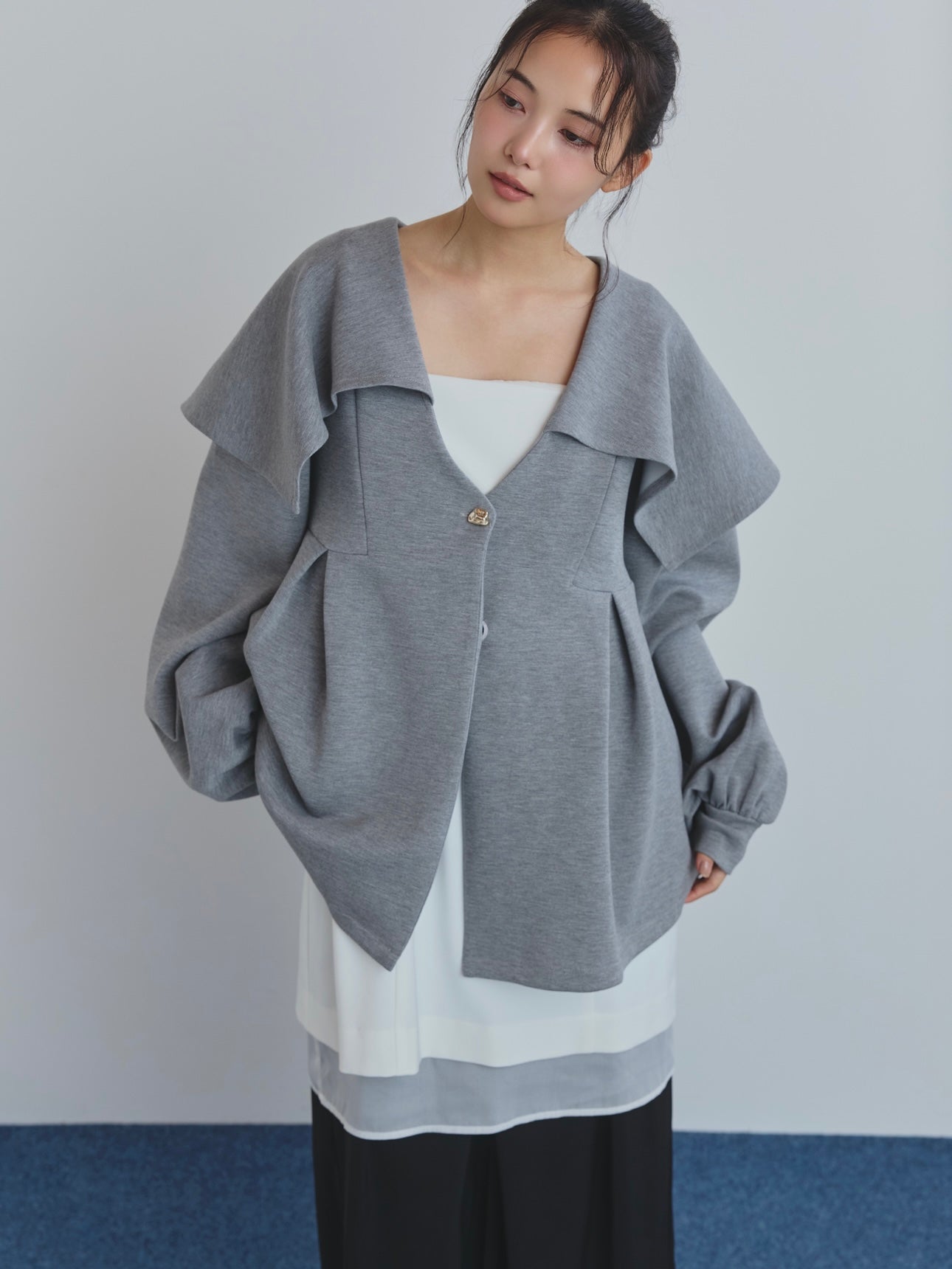 big collar peplum sweat