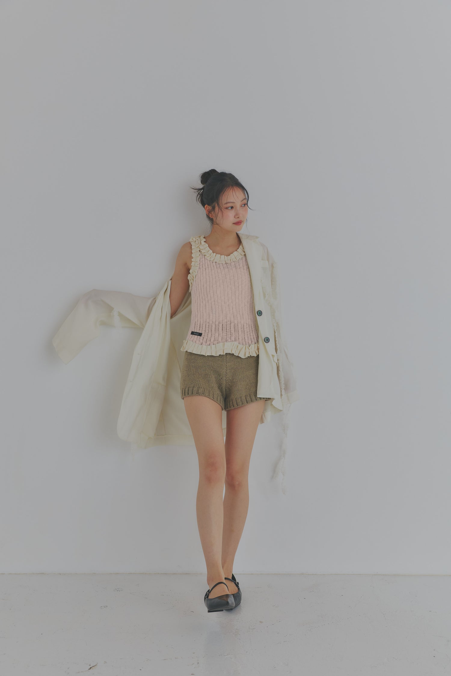 sheer rib frill tops