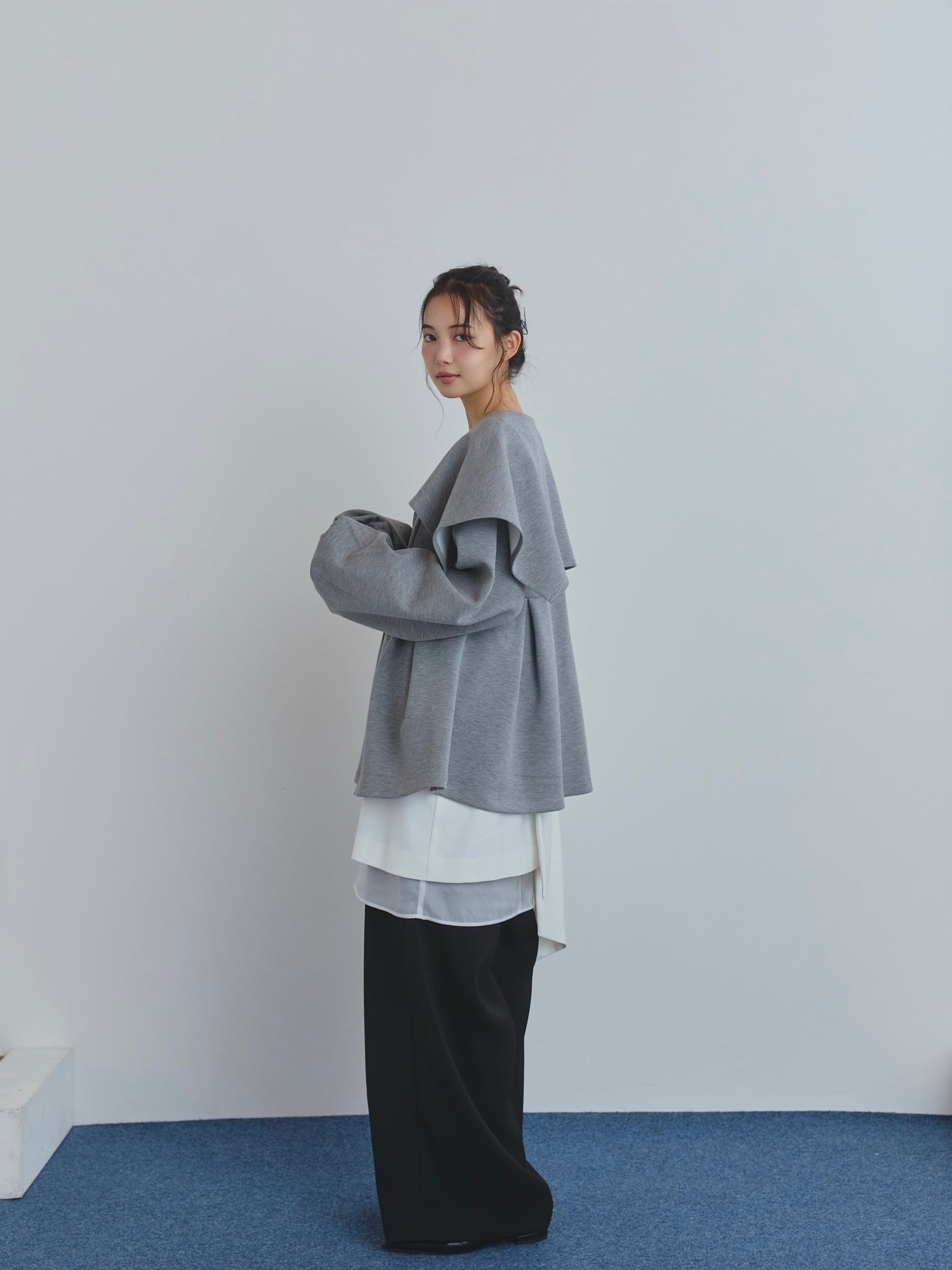 big collar peplum sweat