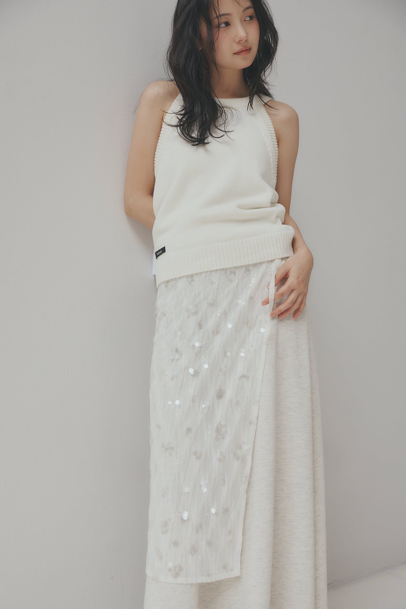 spangle layered sweat skirt