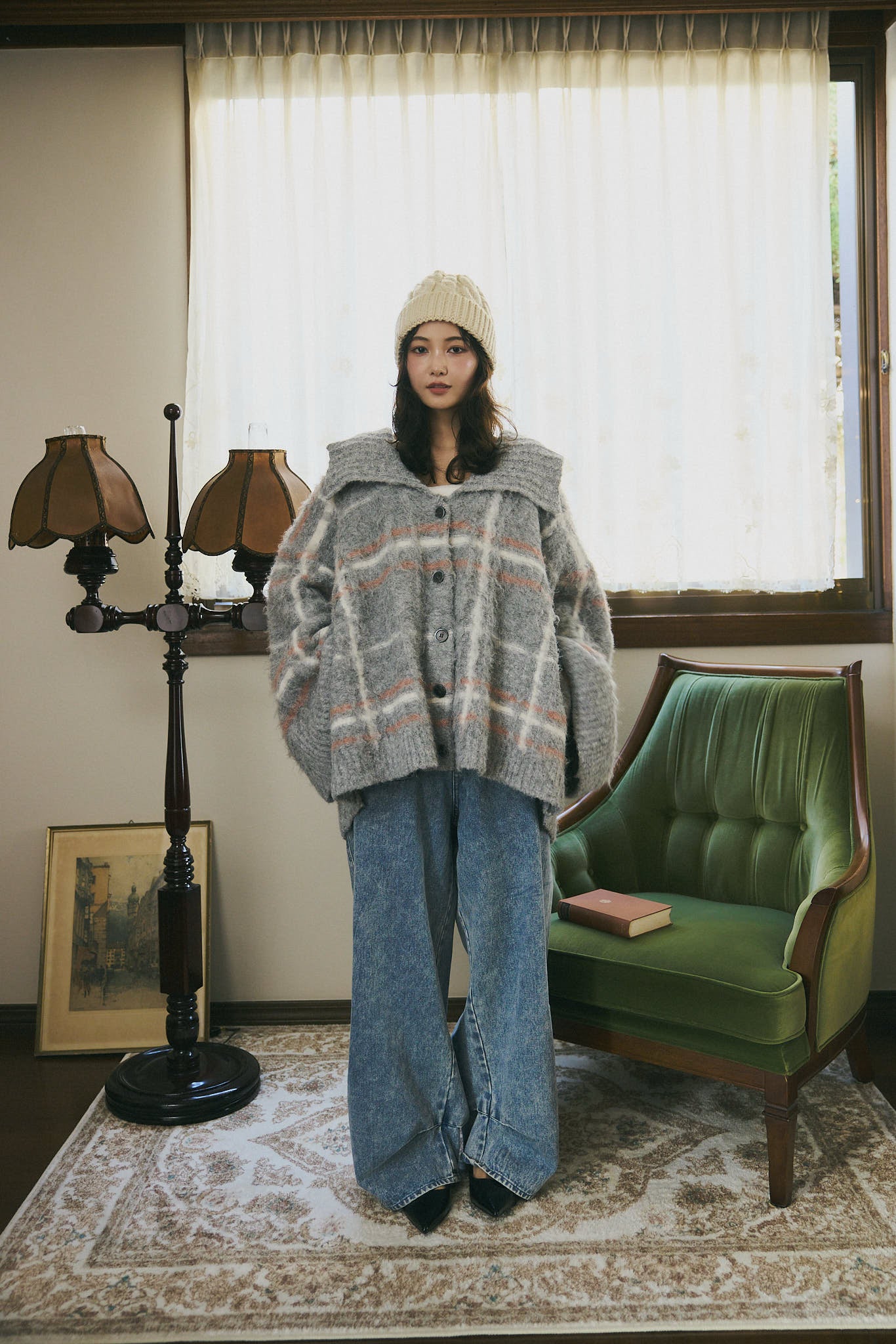 checked pattern knit