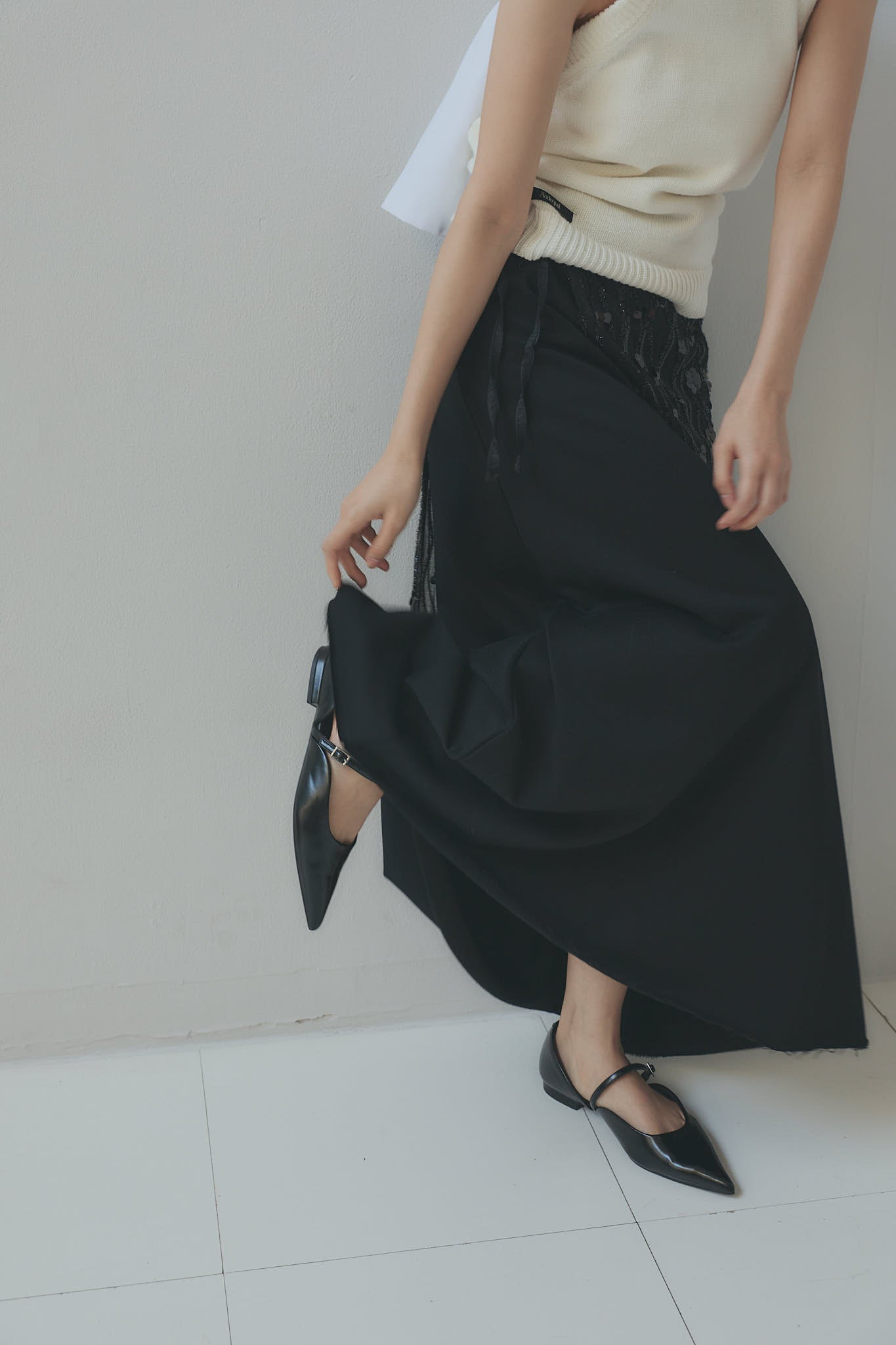 spangle layered sweat skirt