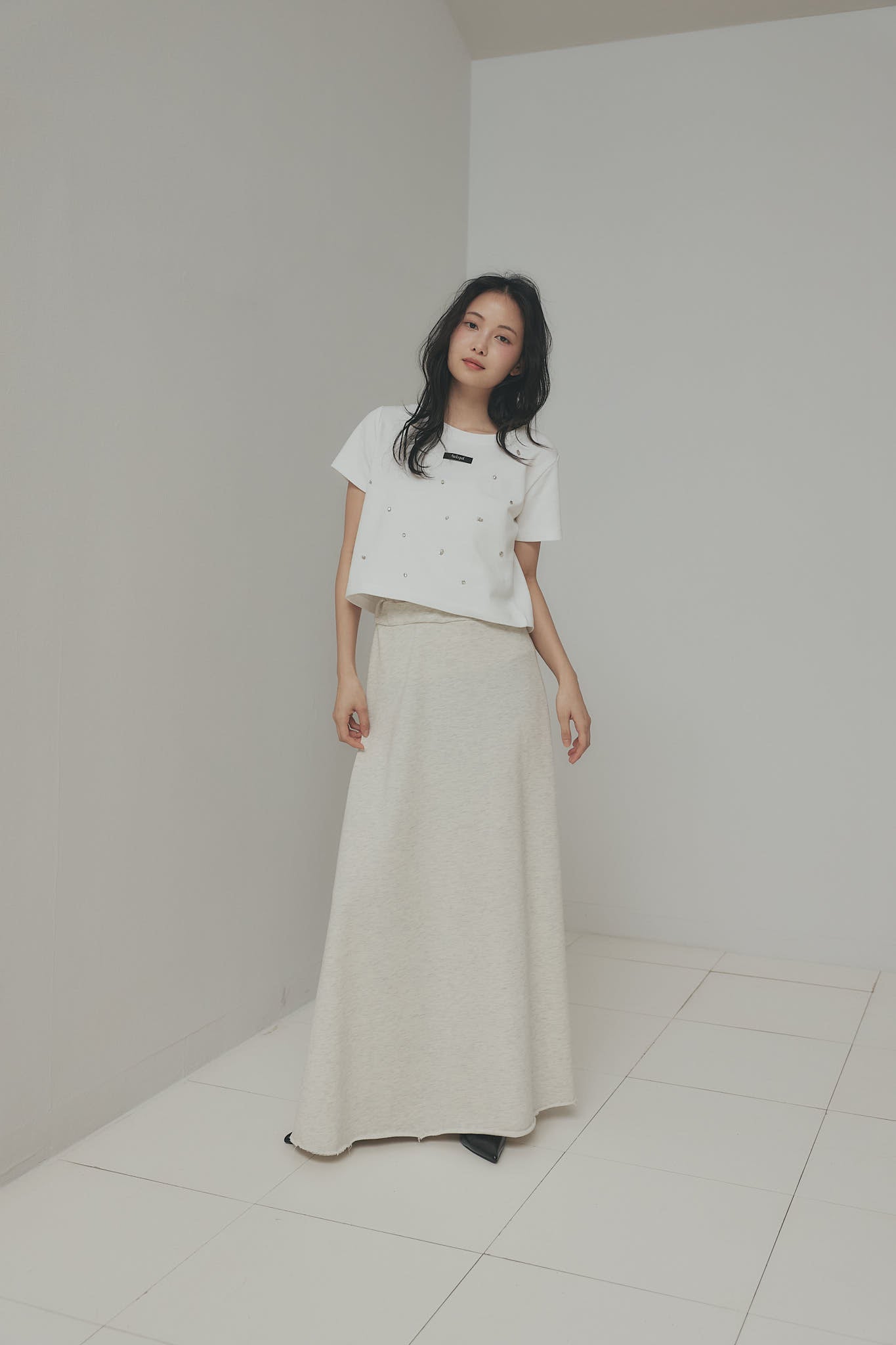 spangle layered sweat skirt