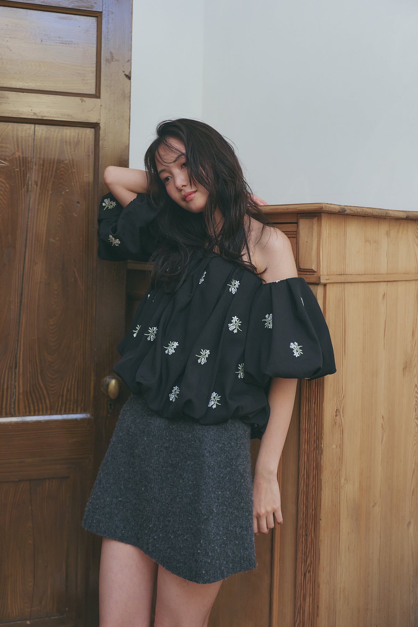 embroidery off shoulder blouse