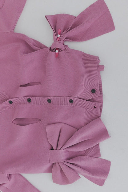hole ribbon spring cardigan