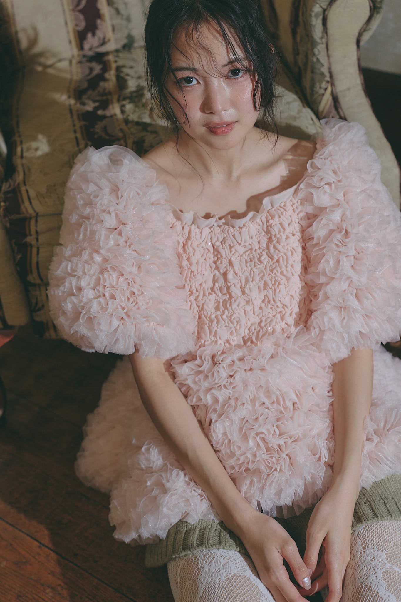 soft sparkle tulle blouse
