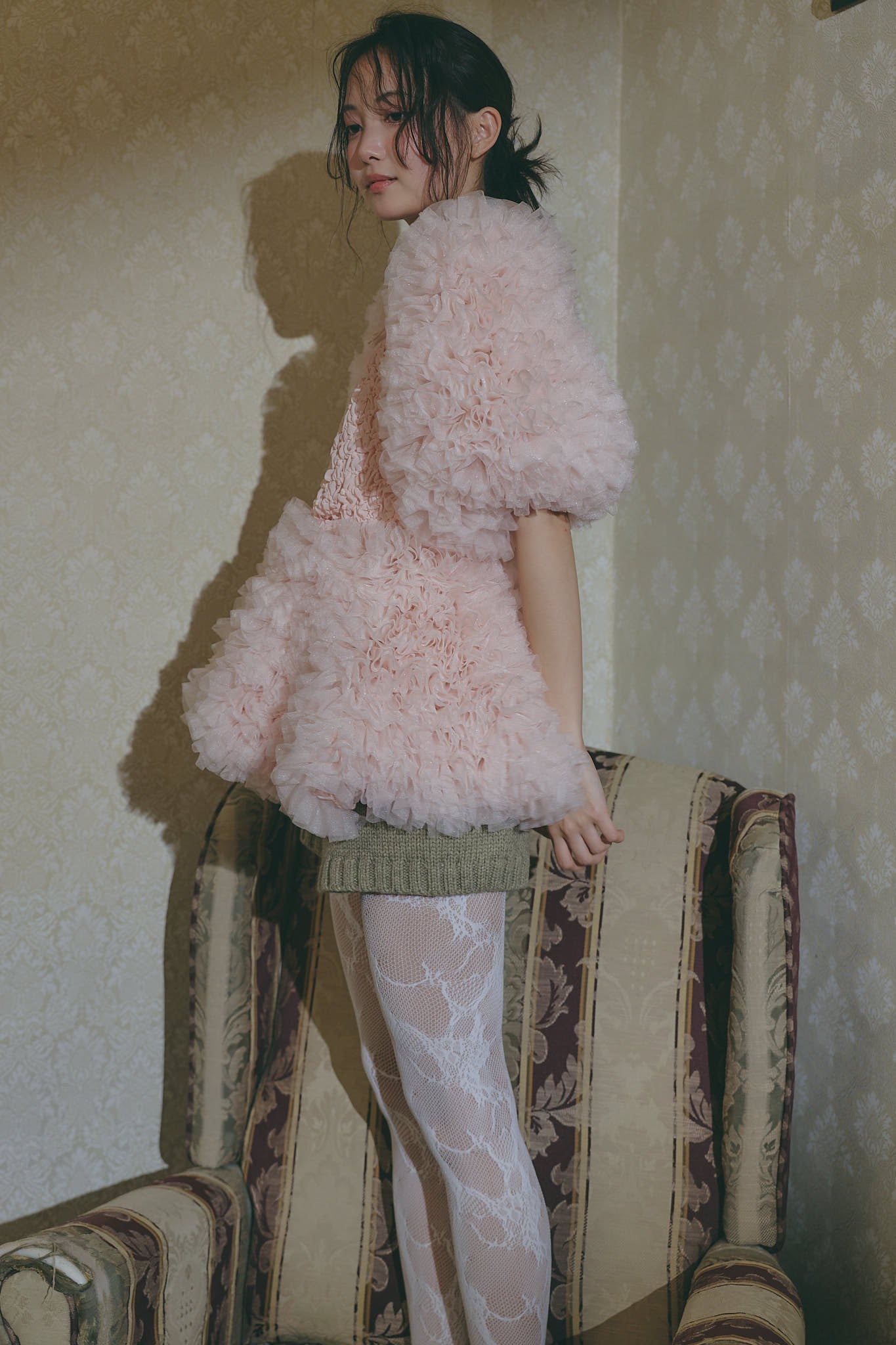 soft sparkle tulle blouse