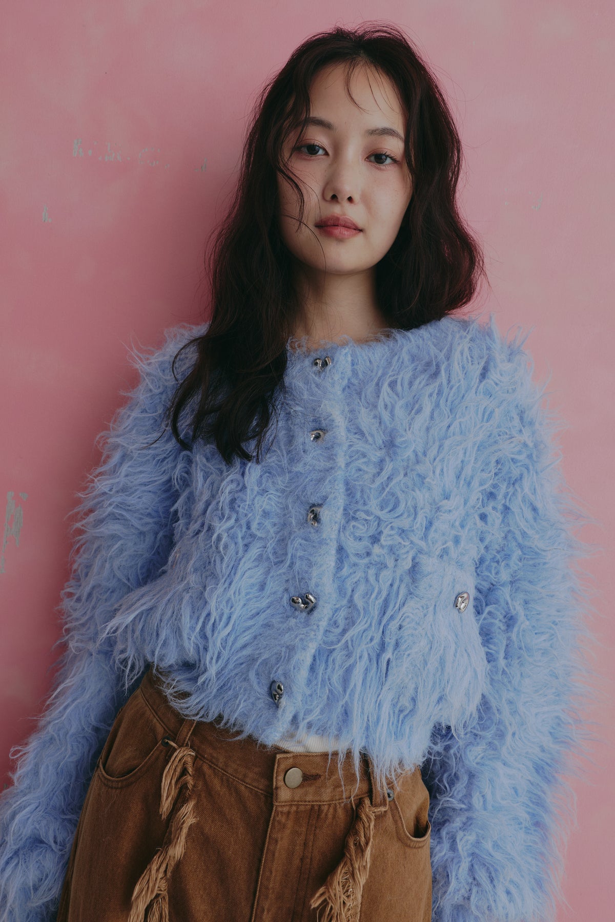 unique button short cardigan