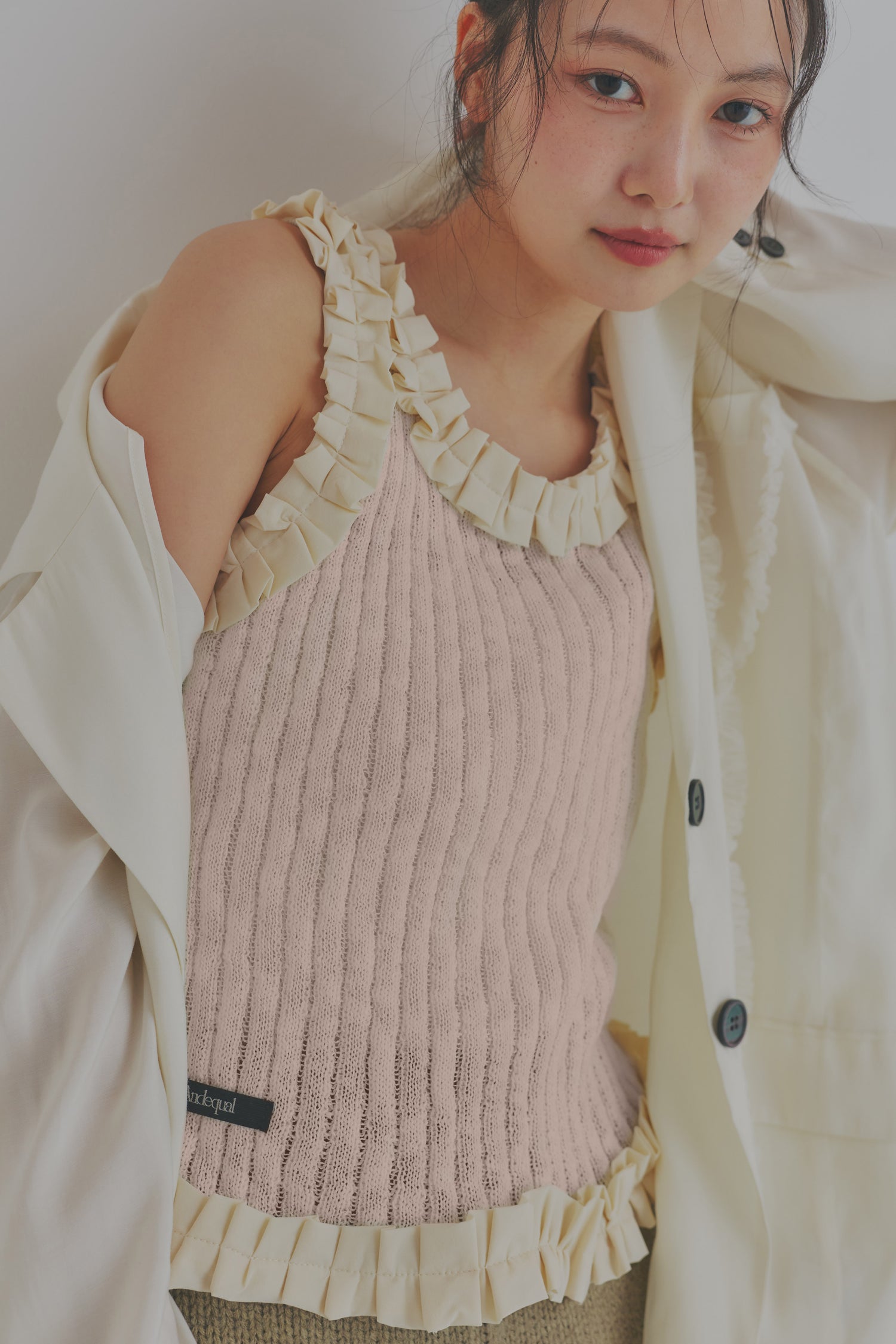 sheer rib frill tops