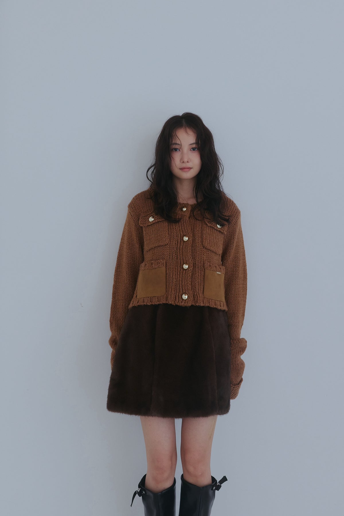 gold button pocket knit