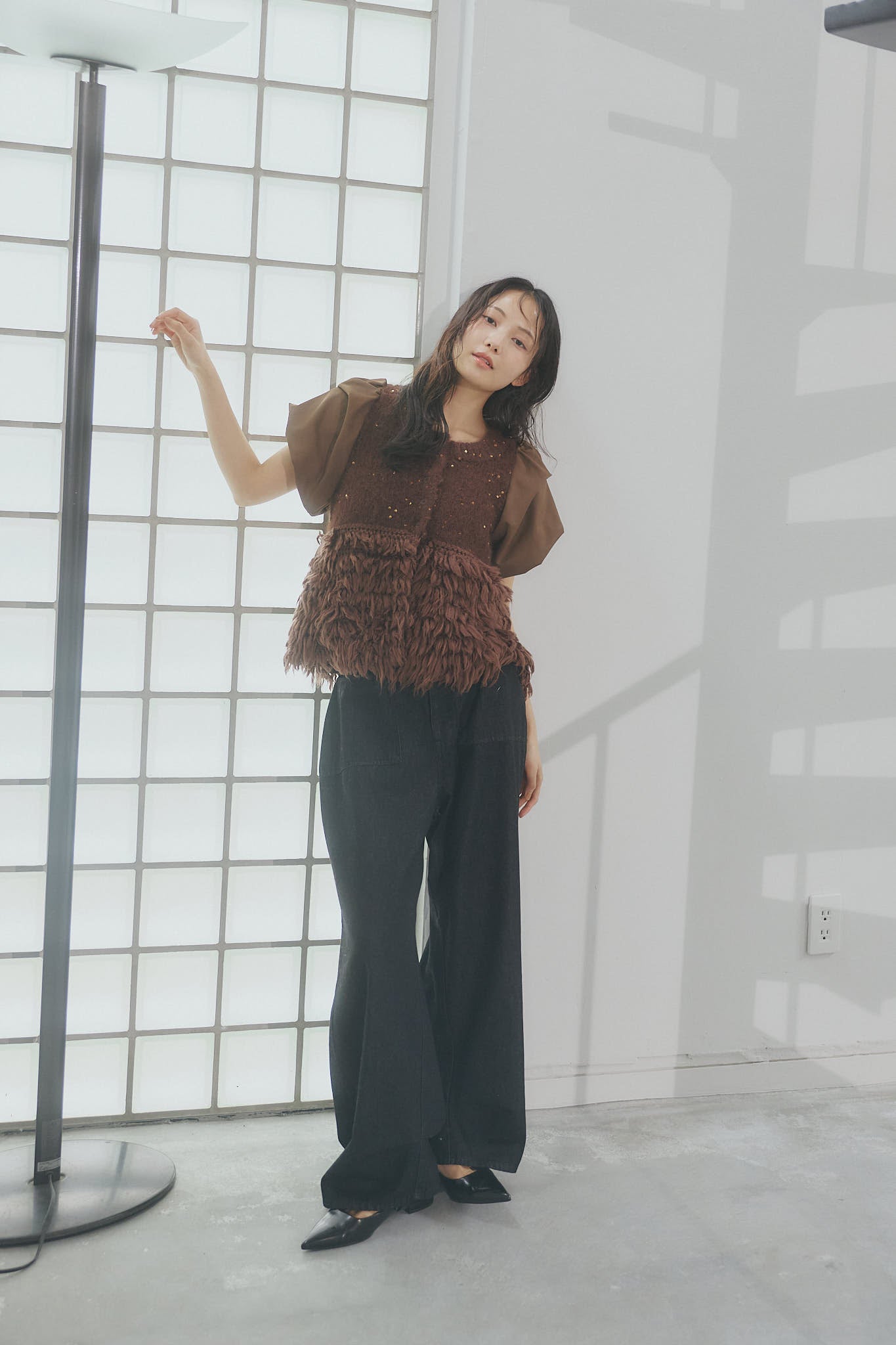 fringe design glitter summer knit