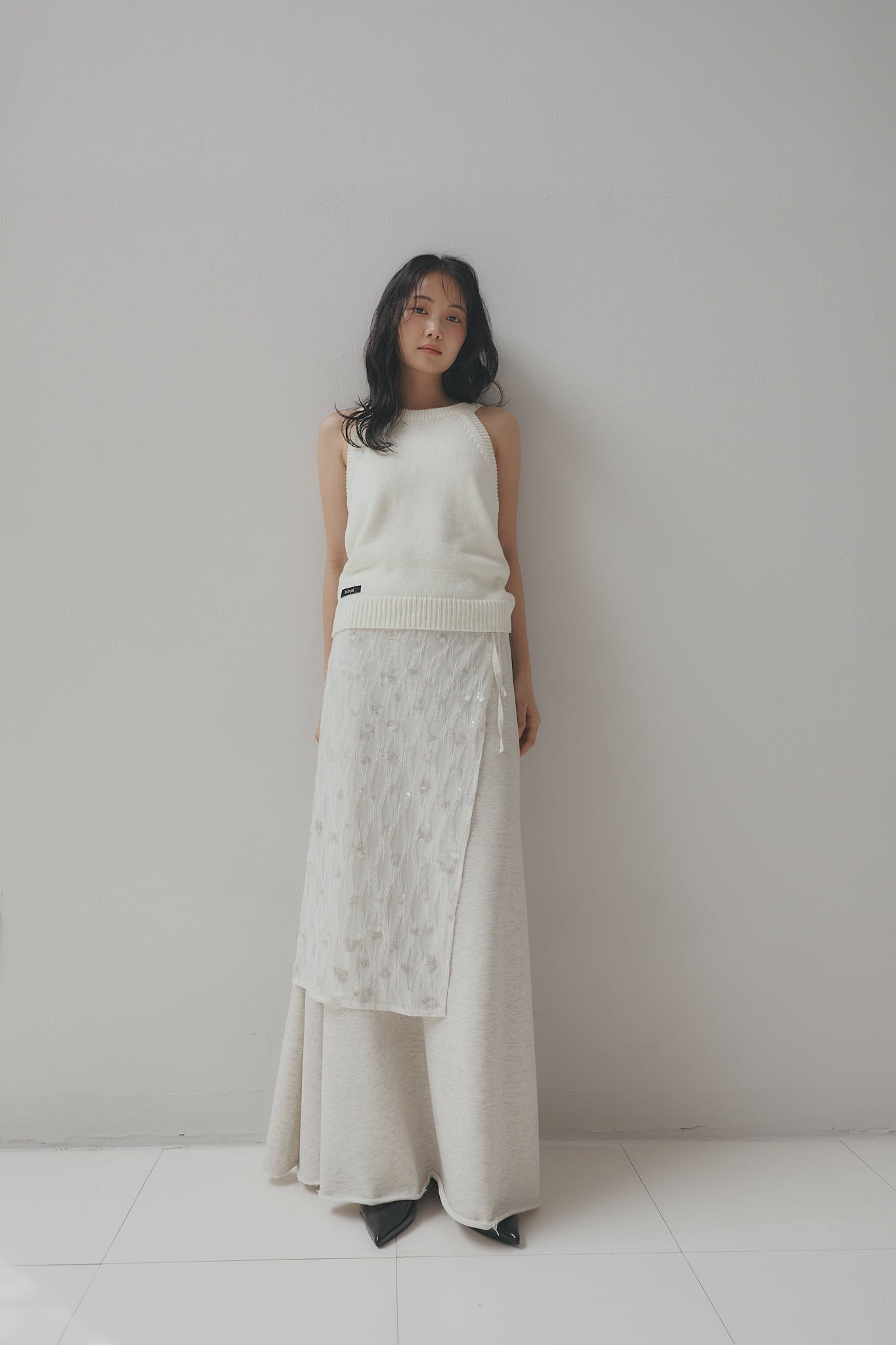 spangle layered sweat skirt