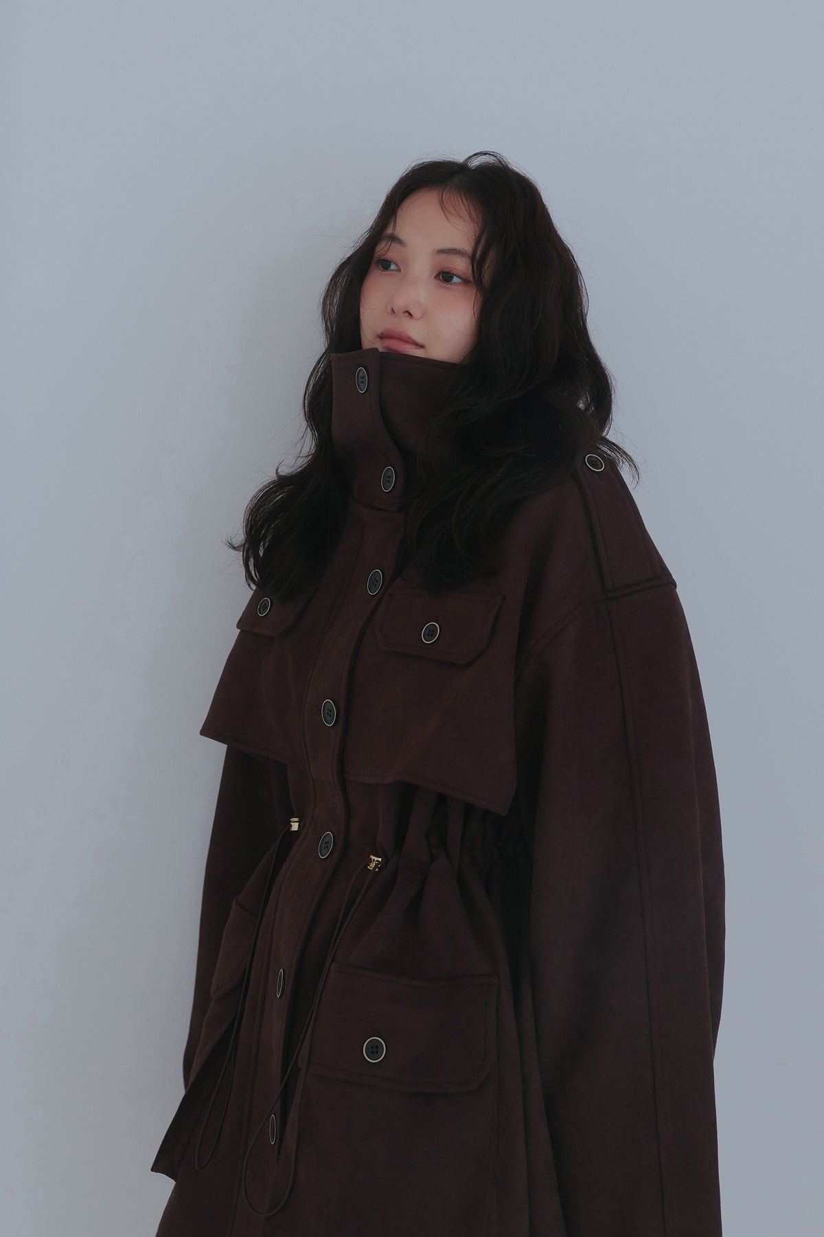 drawstring trench jacket