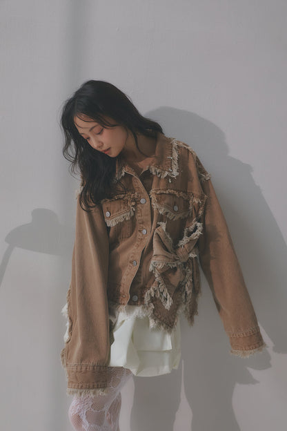 ribbon design denim jacket